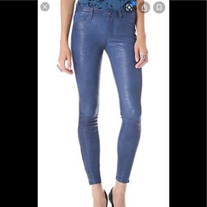 j brand blue leather skinny jeans pant size 25 new